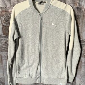 Puma Women’s Zip Up Sweater in Gray and Cream